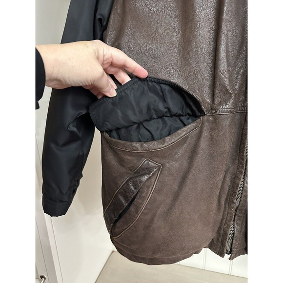 HUGO BOSS Vintage Bomber Jacket Mens 40R Brown Black - Picture 3 of 11